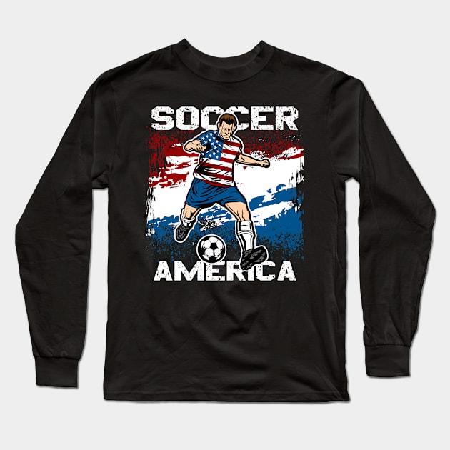 American Soccer Futbol Player Long Sleeve T-Shirt by megasportsfan